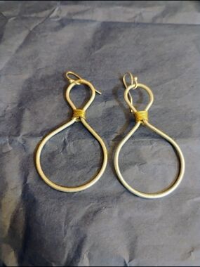 3 For $15- Silvertone And Goldtone Wire Loop Dangle Earrings